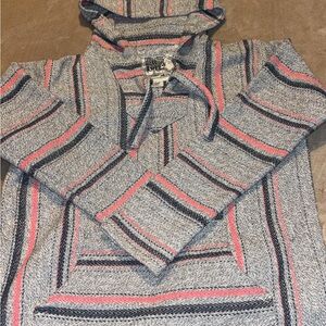 Striped Hoodie with Pink and Blue Accents